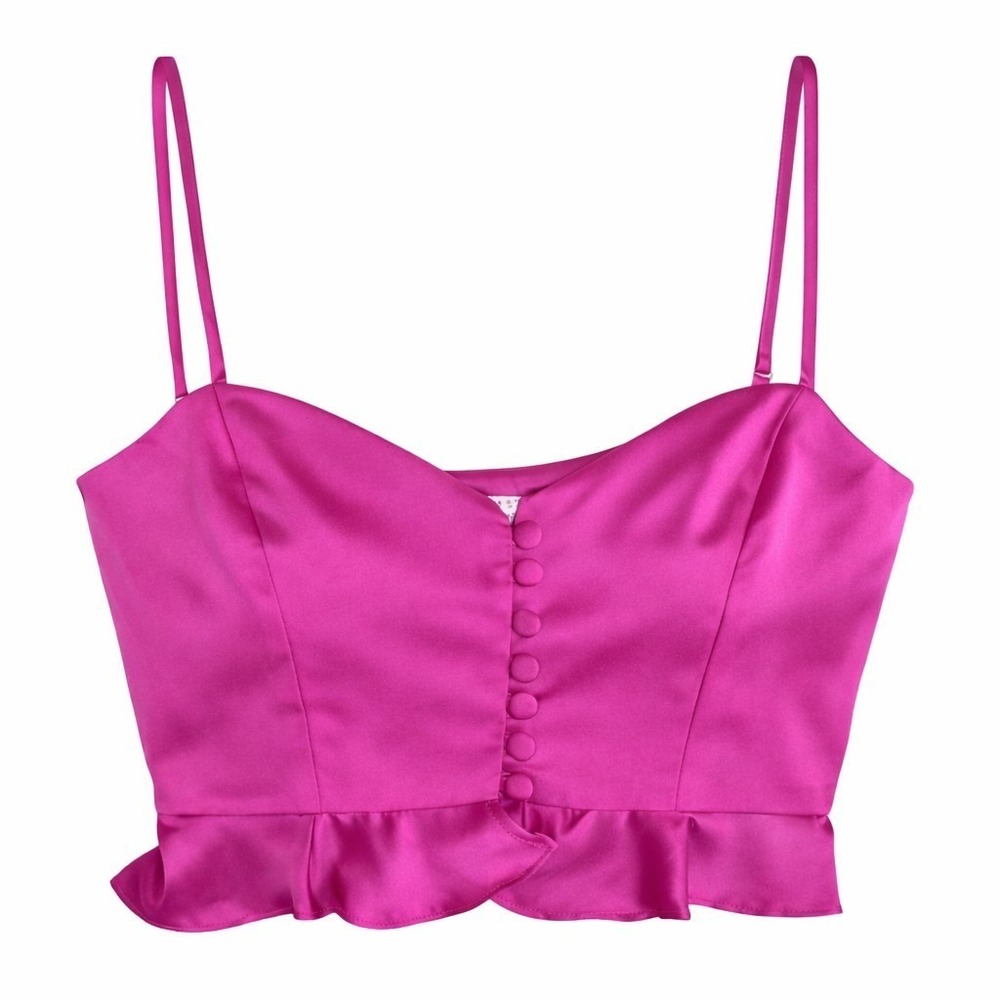 FLYNN SKYE Sexy Hot Pink Jaida Satin Strappy Festival Tank‎ Top S NWT $125